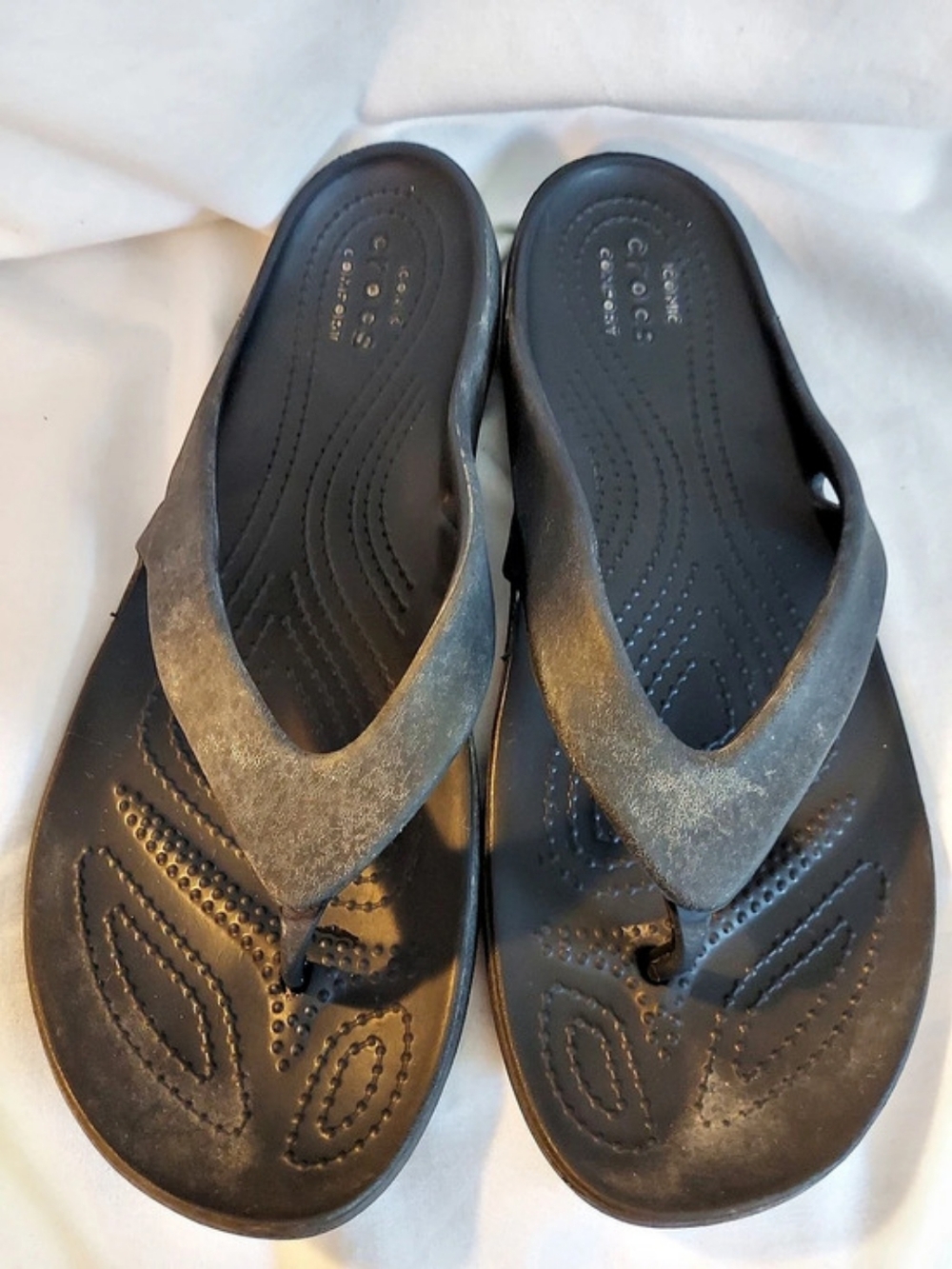 Crocs Women's Kadee II Flip Flops Black Thong Sandals 9